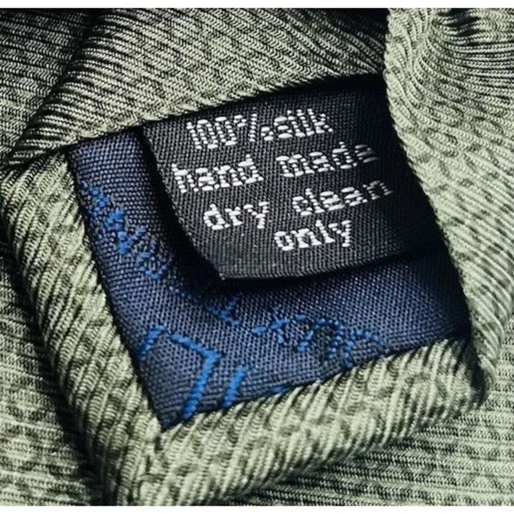 Bijoux Terner  Men’s Genuine 100% Silk Tie Rich Green Geometric Necktie Handmade - Picture 4 of 7